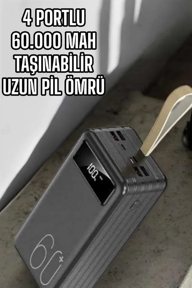 Powerbank 60. 000 MAH Dijital Göstergeli 4 Portlu Taşınabilir