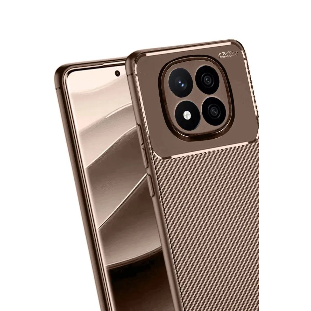 Xiaomi Redmi Note 14 Pro 5g Kılıf Auto Focus Karbon Kapak - Kahverengi görsel 3