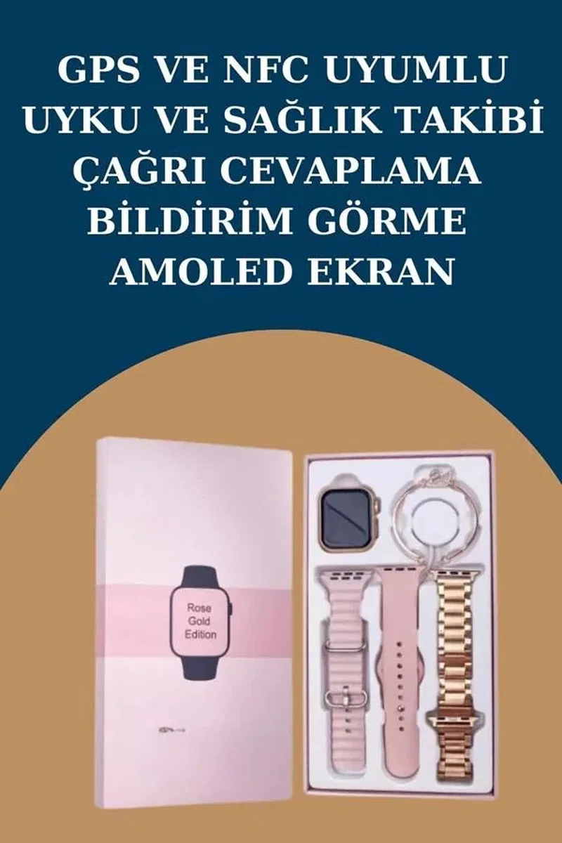 Kadınlar İçin 3 Kordonlu Akıllı Saat ve Dijital Göstergeli Powerbankli Bluetooth Kulaklık Dokunmatik Kontrol görsel 4