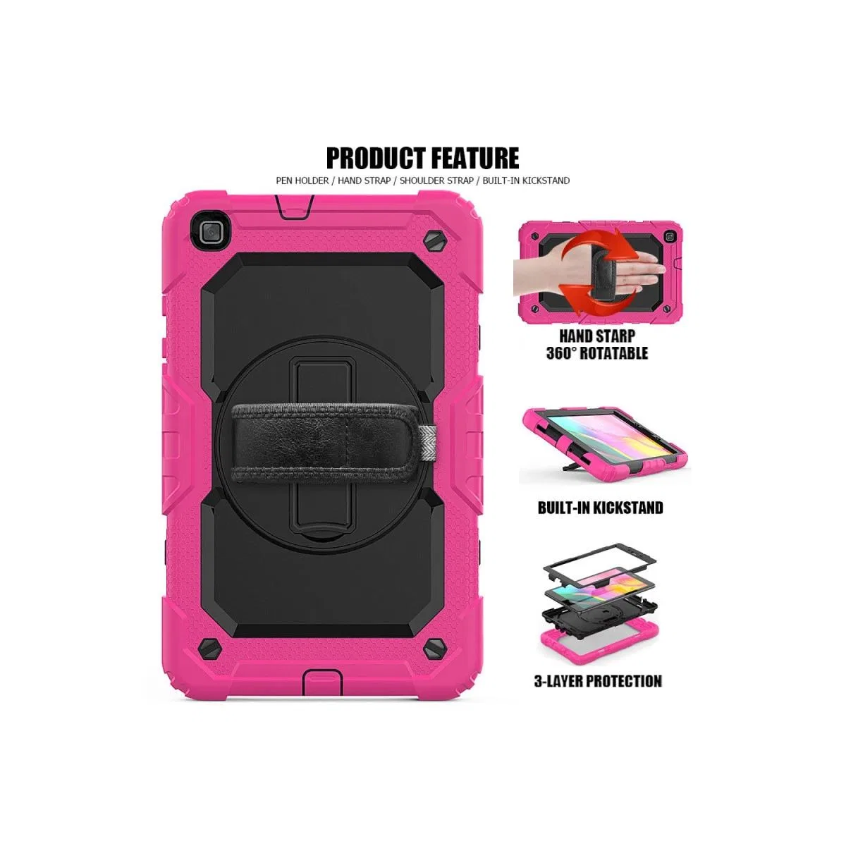 Samsung Galaxy T290 Tab A 8 Kılıf Pars Tablet Kapak - Pembe görsel 3