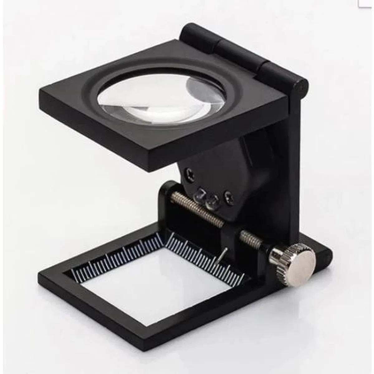 Nikula-28x28 Mm Katlanır Sayaçlı Metal Lüp, 2 Led Işıklı Büyüteç Tekstil Th9005a görsel 3