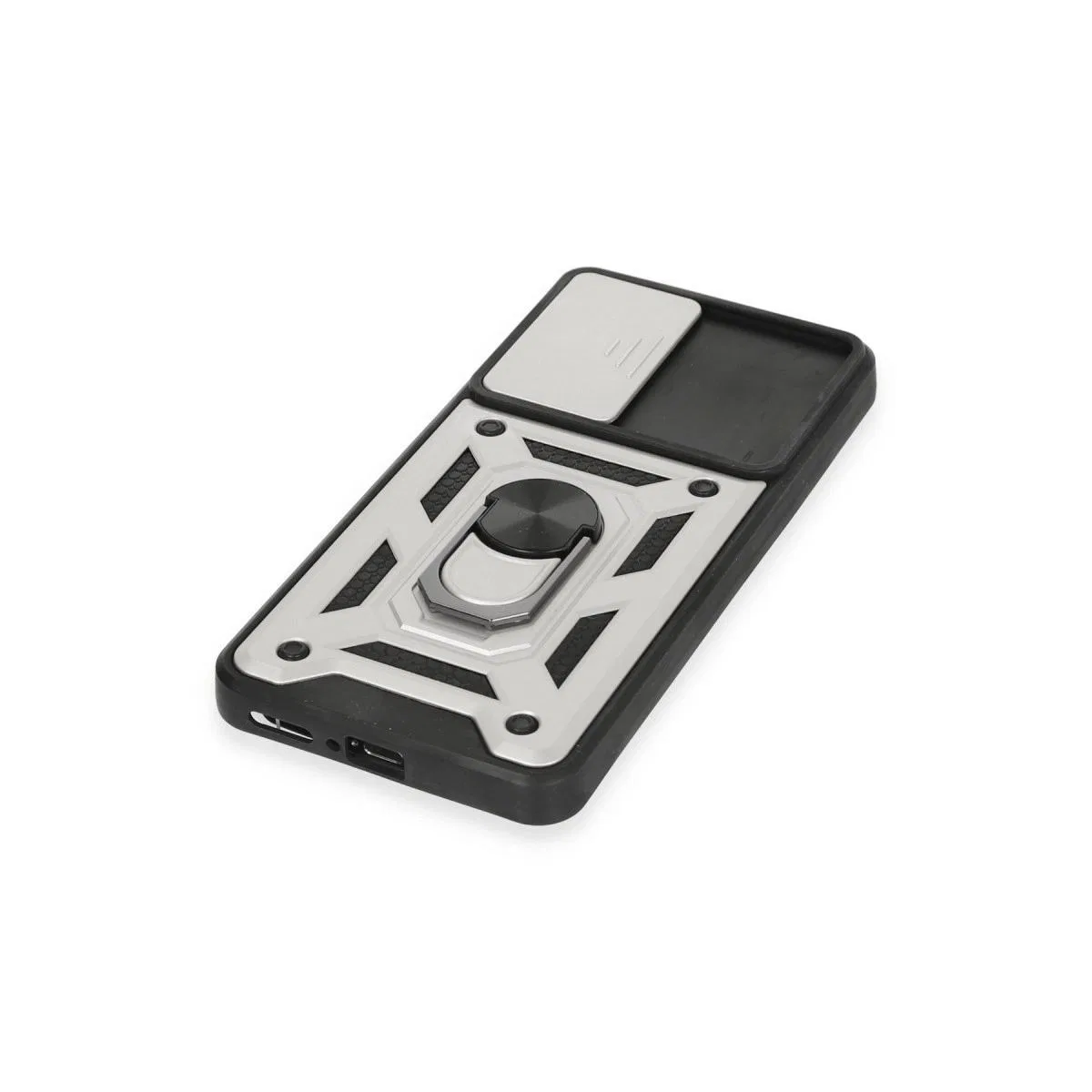 Xiaomi Mi 12t Pro Kılıf Pars Lens Yüzüklü Silikon - Gümüş görsel 5