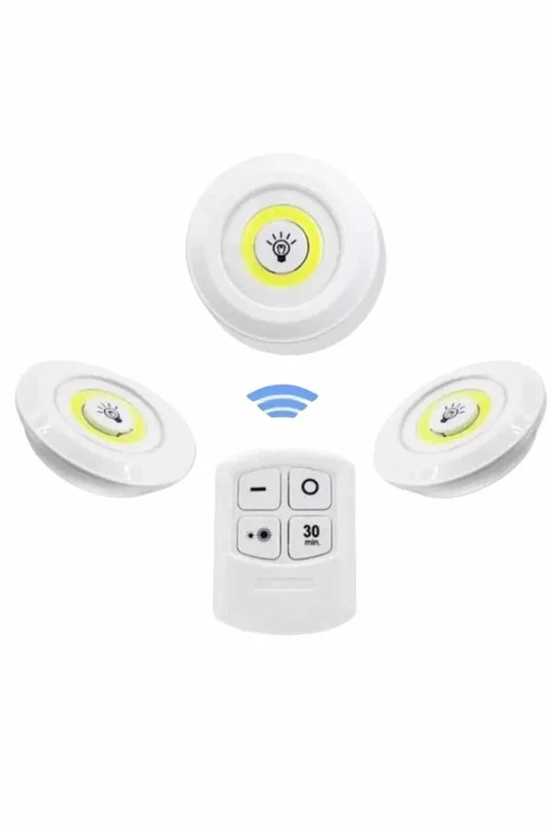 Dolap Işığı Mutfak Rafı Işığı Uzaktan Kumandalı 3 Lü Spot Led Lamba görsel 4