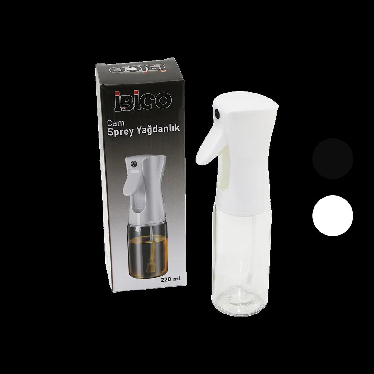 Cam Yağdanlık Sprey 220ml Siyah Beyaz Plastik Başlık görsel 2
