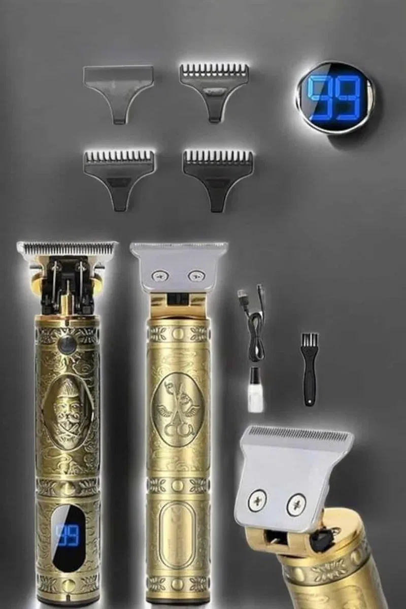 Tıraş Makinesi Şarjlı Profesyonel Saç Kesme Makinesi Gold Çizik Tıraş görsel 4