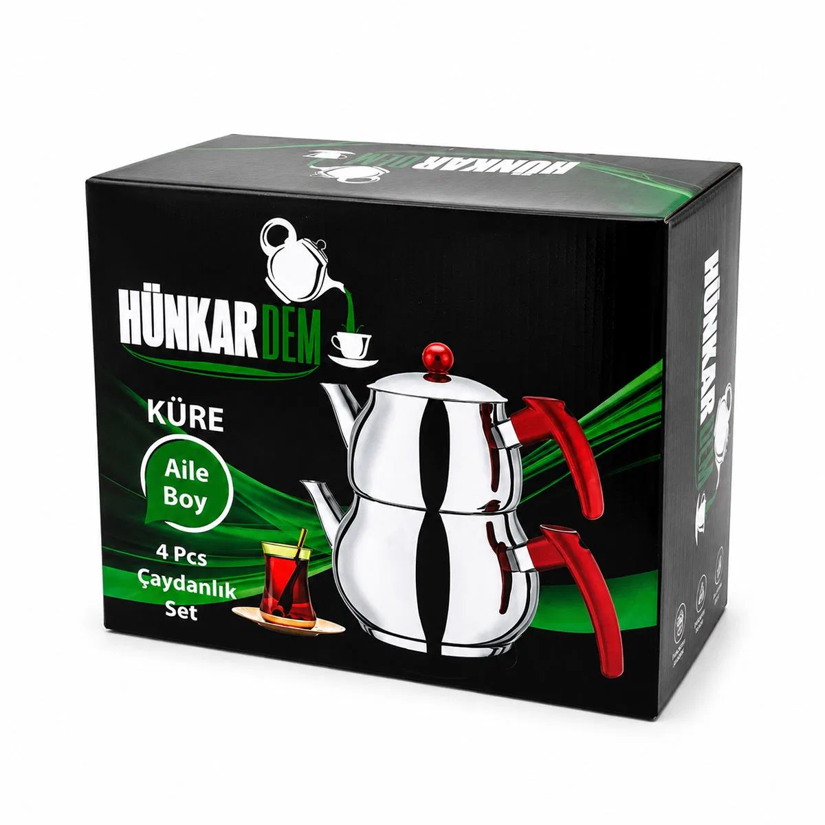 Büyük Küre Çelik Çaydanlık Seti Üst 1. 2 Lt Alt 2. 0 Lt görsel 4