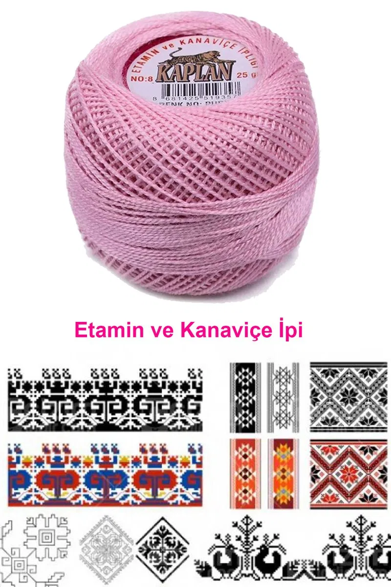 Kaplan Etamin Ve Kanaviçe İpi 8 No Kod/Renk: PUDRA - Royaleks görsel 2