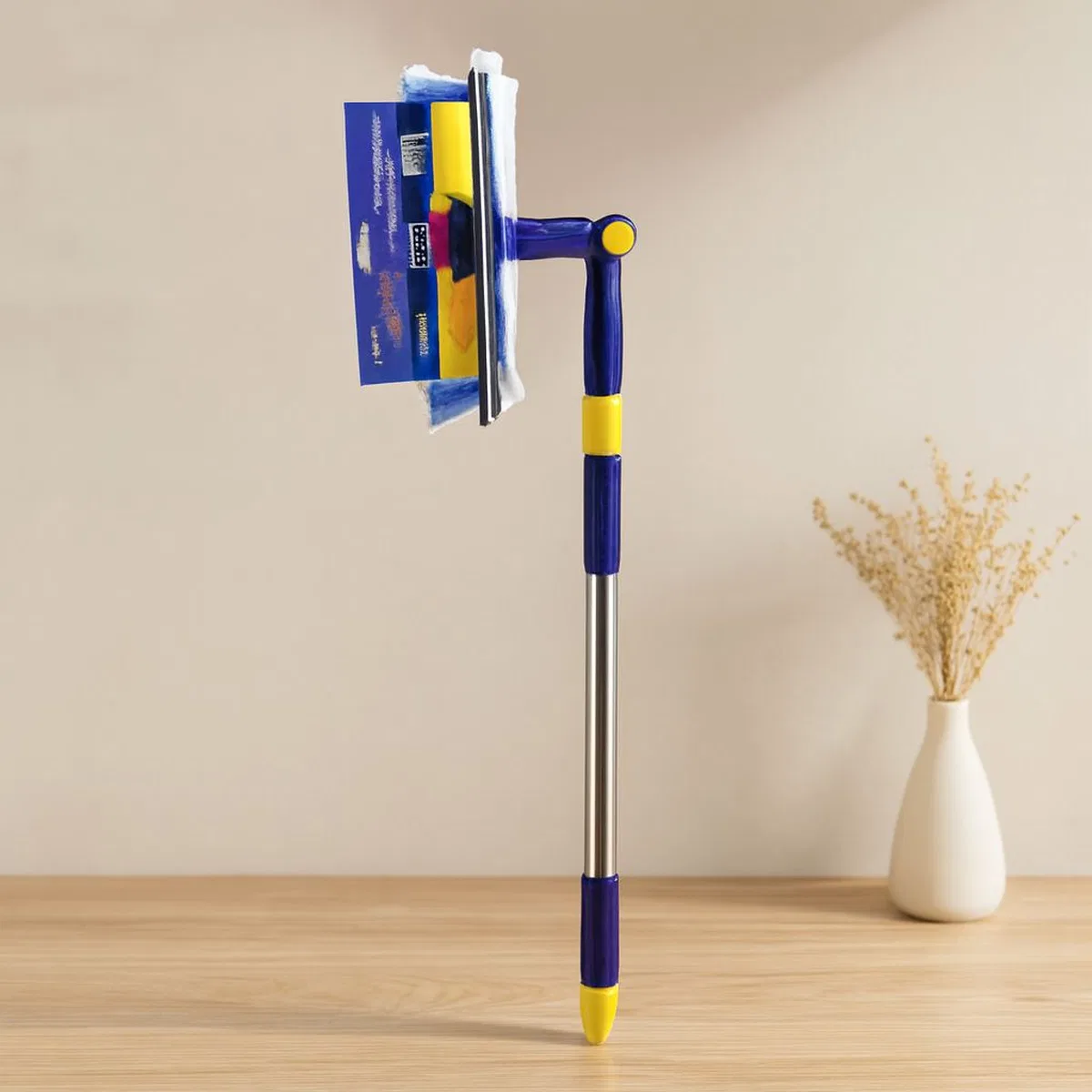 360° Başlıklı Uzayan Saplı 2'li Cam Sil ve Mikrofiber Mop 24. 5 cm (85-133 cm)
