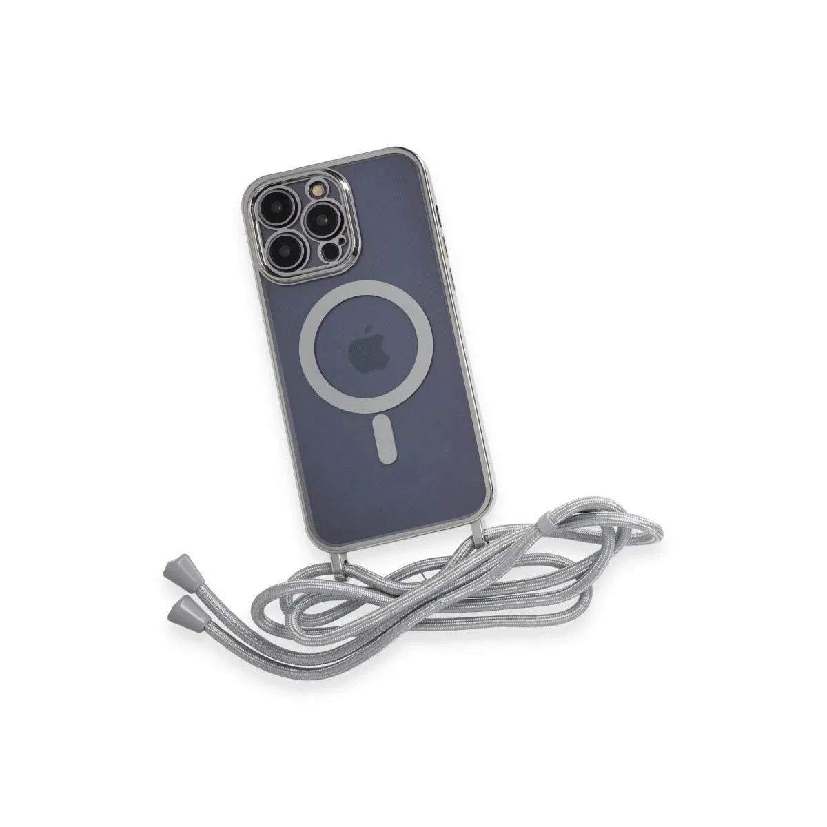 Apple İphone 13 Pro Max Kılıf Divo Lazer Askılı Magsafe Kapak - Gümüş görsel 4