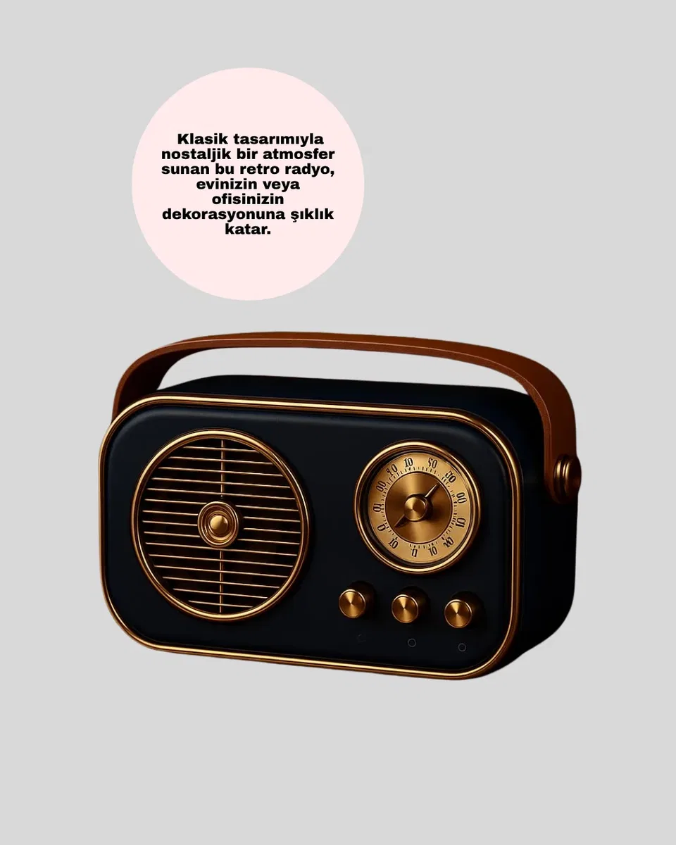 Bluetooth’lu Retro Radyo – FM Destekli Nostaljik Hoparlör görsel 3