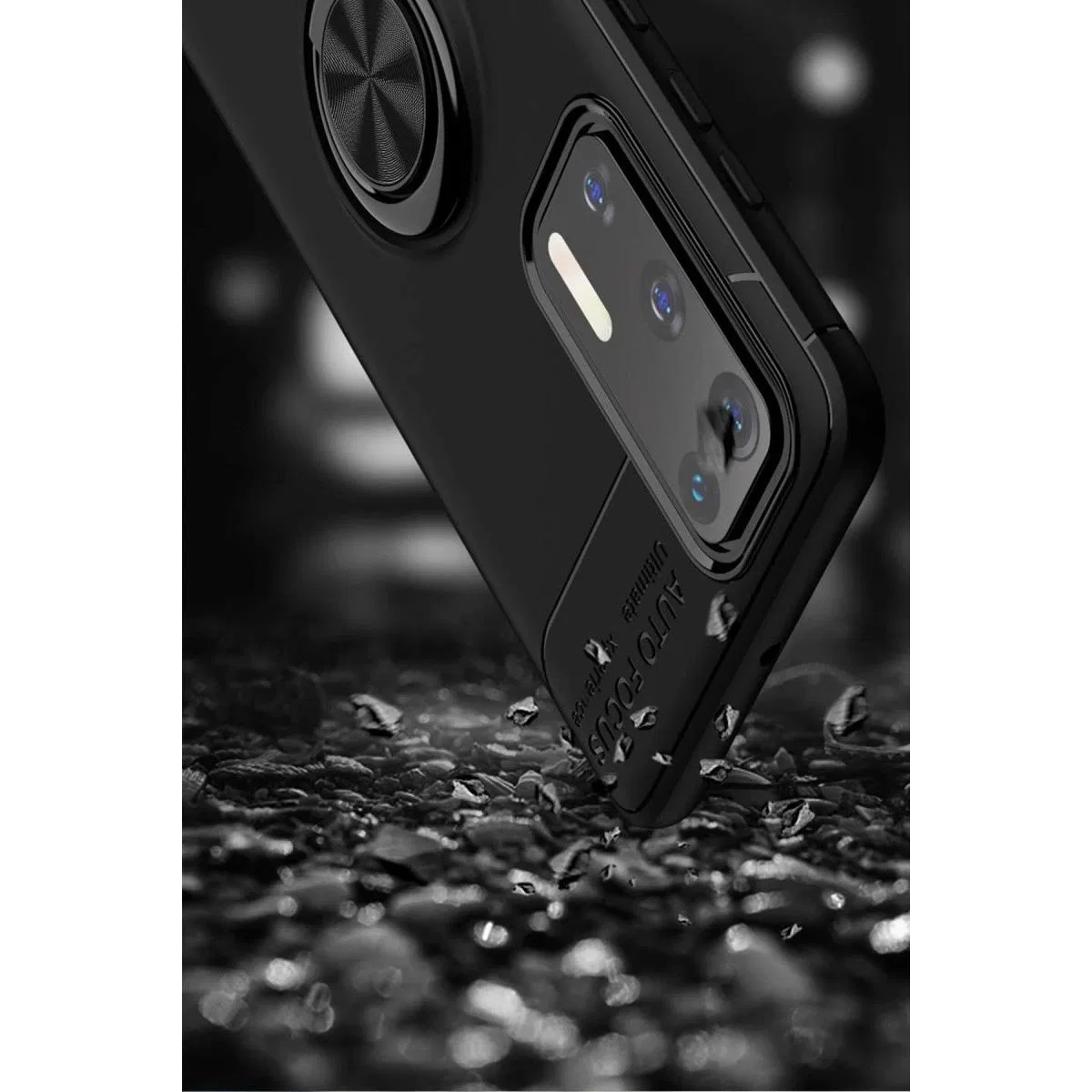 Huawei P40 Kılıf Range Yüzüklü Silikon - Siyah-gold görsel 5