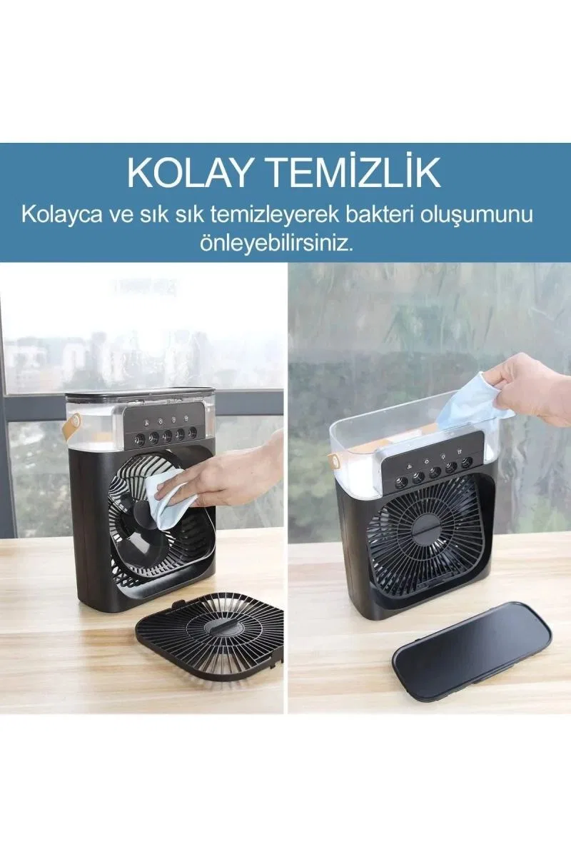 Taşınabilir Işıklı 5 Spreyli Vantilatör Buzlu Buharlı Vantilatör Mini Fan Nemlendirici görsel 5