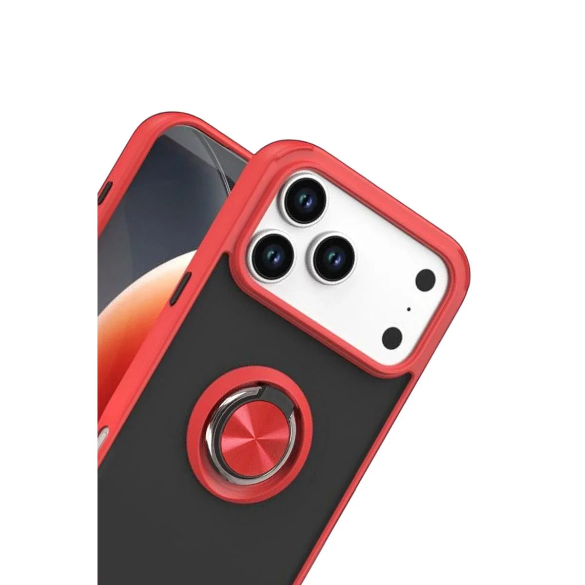 Apple İphone 17 Pro Max Montreal Yüzüklü Silikon Kapak - Kırmızı görsel 2