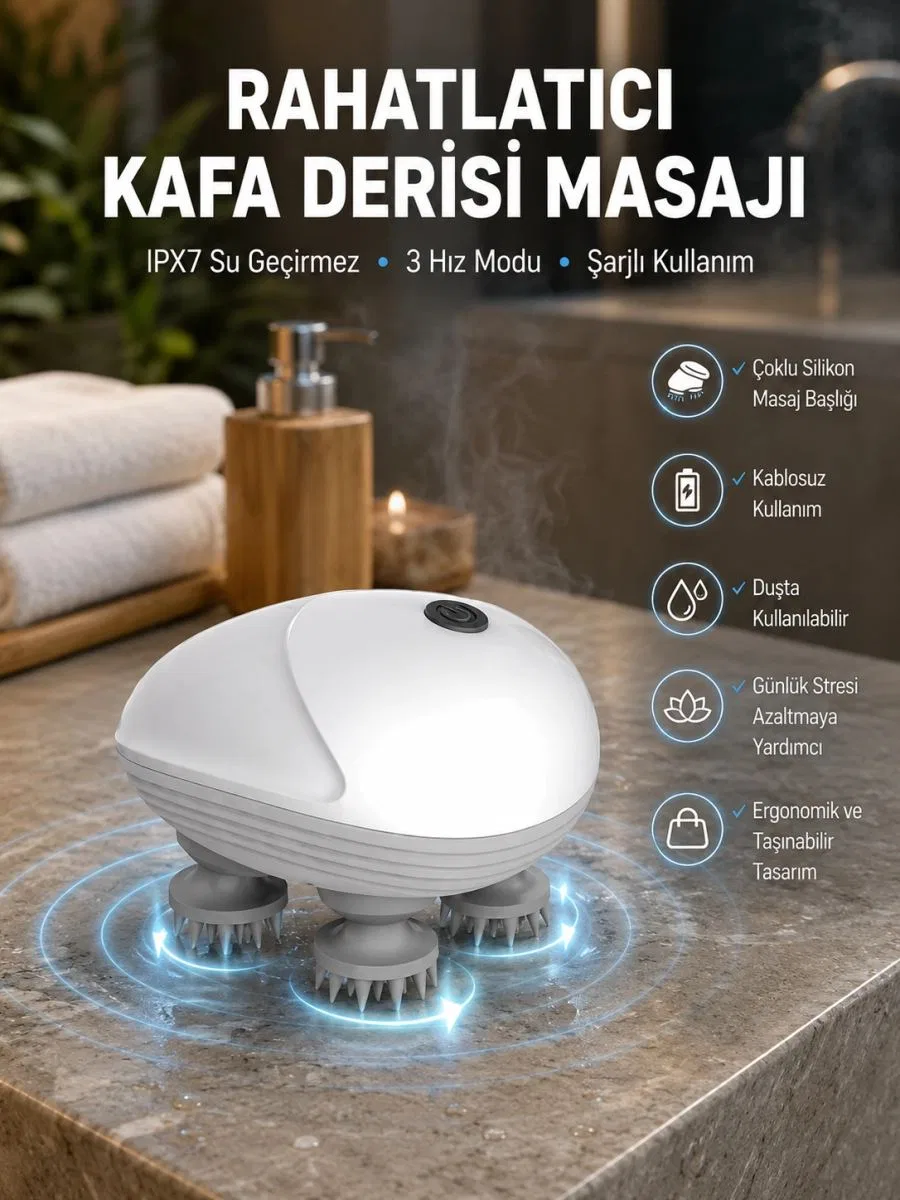 Derin Masaj Sağlayan Elektrikli Kafa Masaj Aleti