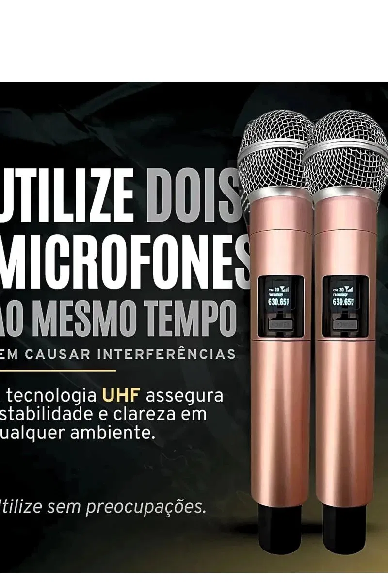 Profesyonel Çiftli Kablosuz Mikrofon Seti Karaoke Şarj Edilebilir 50 Metre Mesafe Rose görsel 3