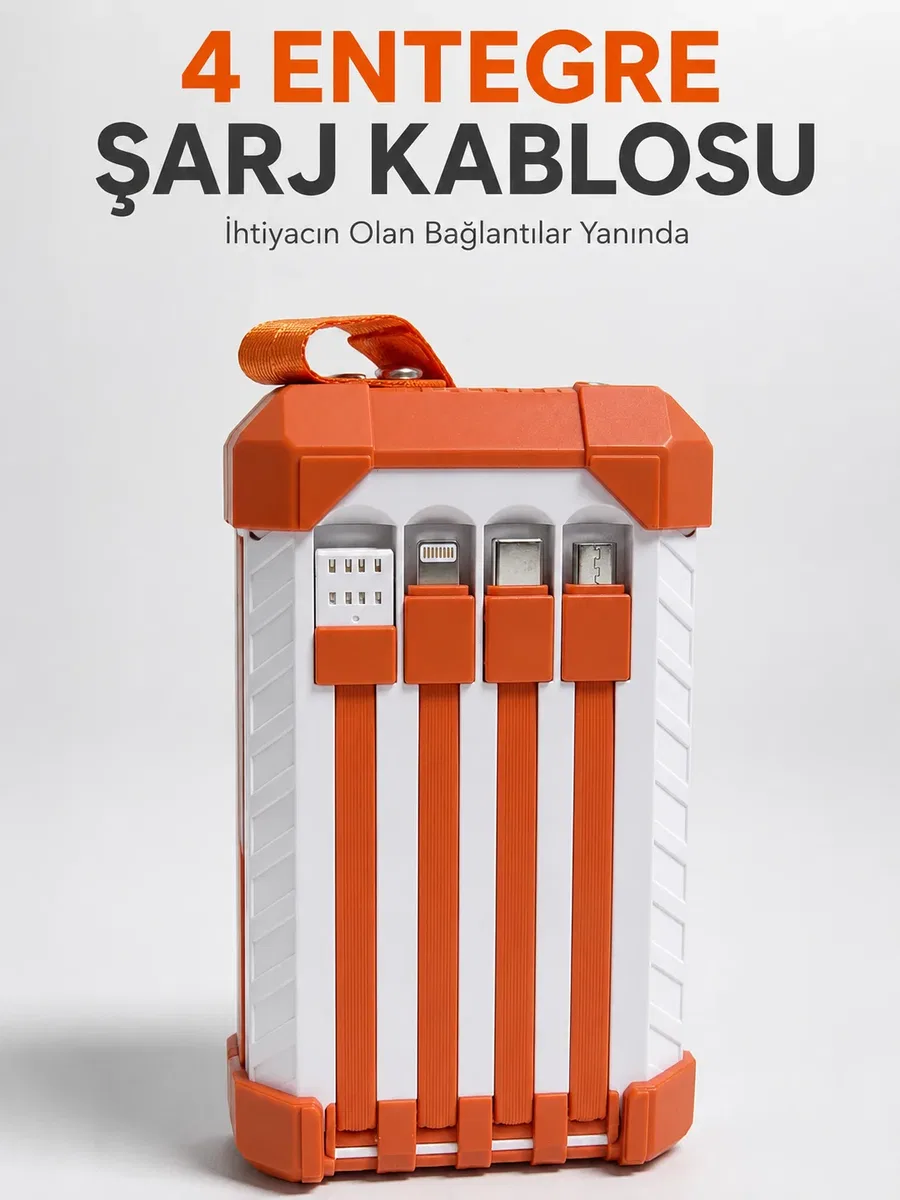 Yüksek Kapasiteli 60000 mAh Güç Bankası 22. 5W Hızlı Şarj Type-C USB Çıkışlı Dahili Kablolu Dijital Göstergeli