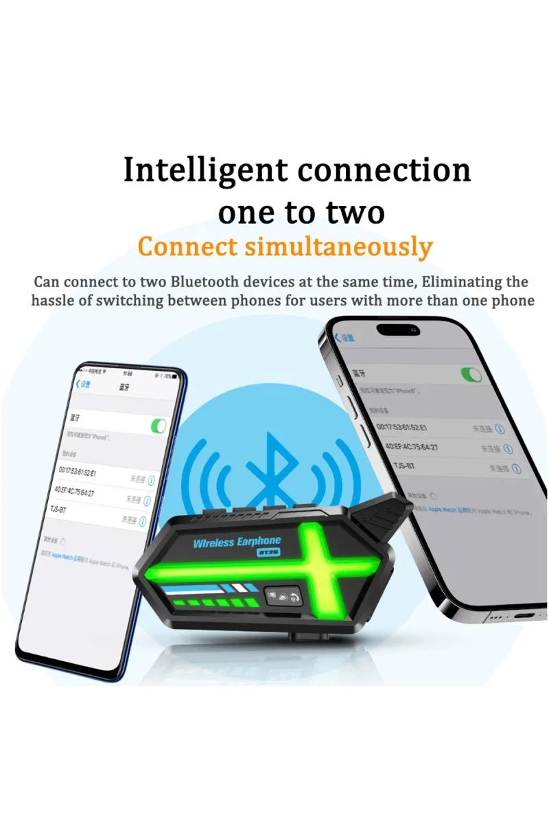 Bt26 Motosiklet Kask Kulaklık Bluetooth Rgb Işıklı 2 Eşleşme Özellikli 1000 Mah Intercom görsel 6