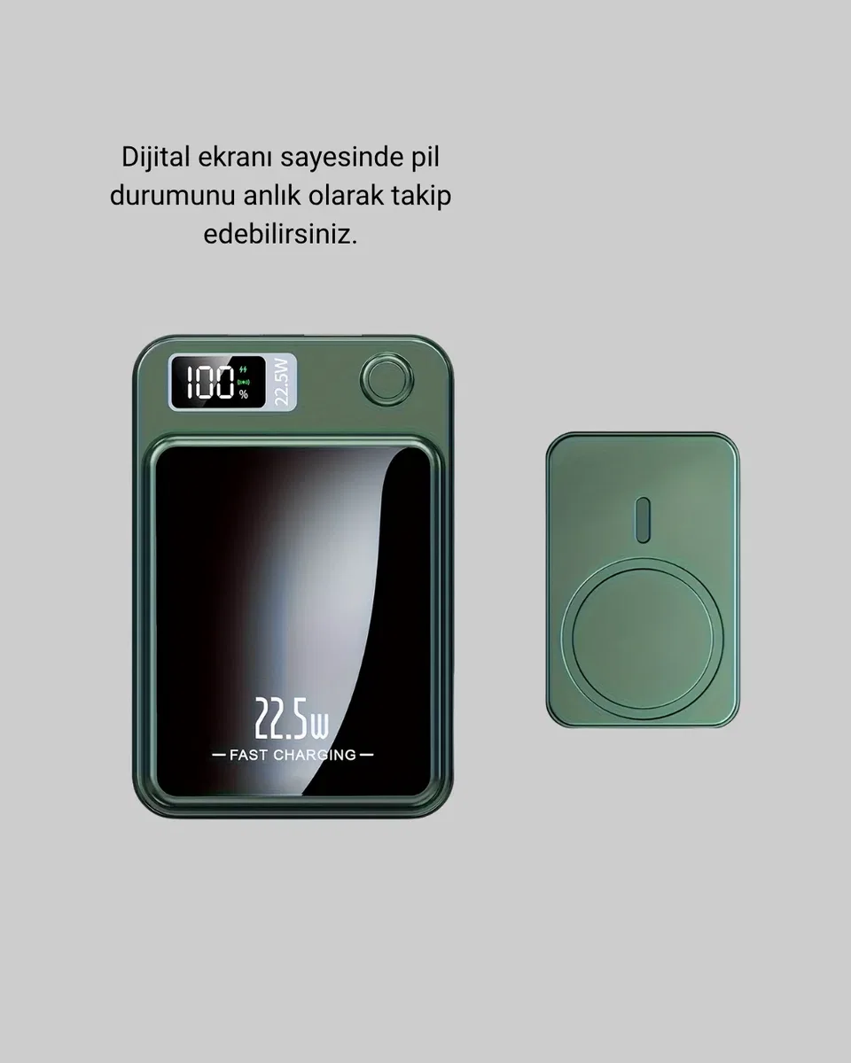 MagSafe Powerbank Kablosuz Şarjlı ve 22. 5W Hızlı Şarj Destekli görsel 2