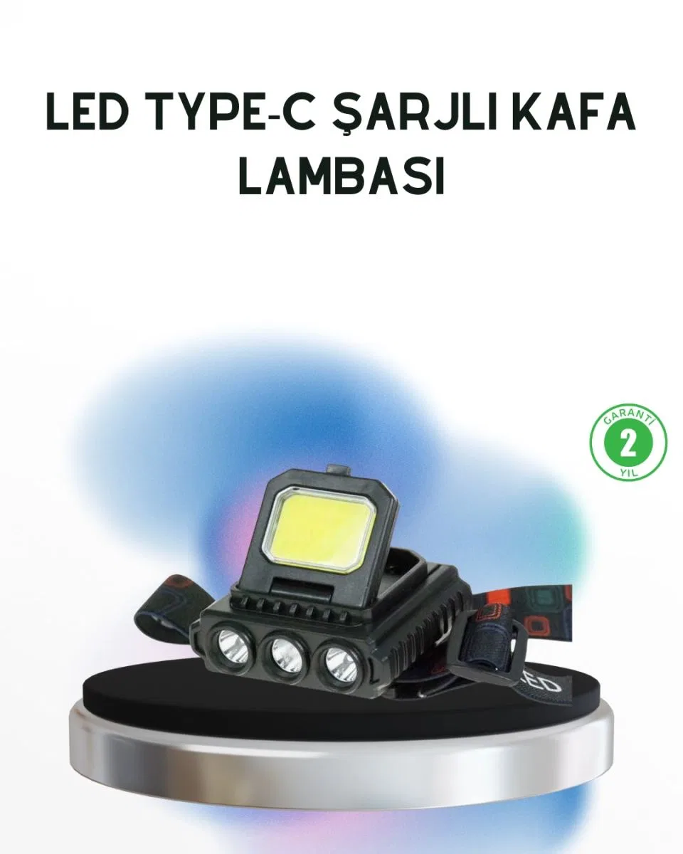 Şarjlı Led Kafa Lambası 800 Lumen Cob Xpe Ayarlanabilir Başlıklı