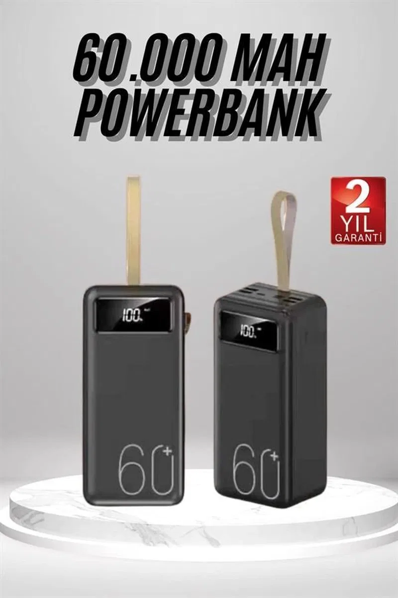 Powerbank 60. 000 Mah Taşınabilir Şarj Hızlı El Fenerli Dijital Göstergeli görsel 2