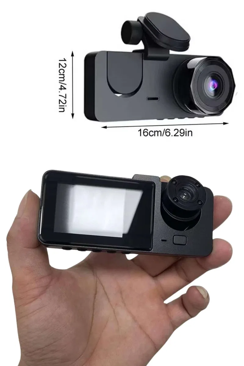 Araç İçi Dikiz Kamerası Sürüş Kaydedici 3 Lensli DVR Kamera görsel 4
