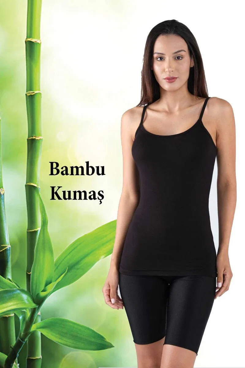 Bambu Kadın Askılı Atlet Beyaz görsel 3