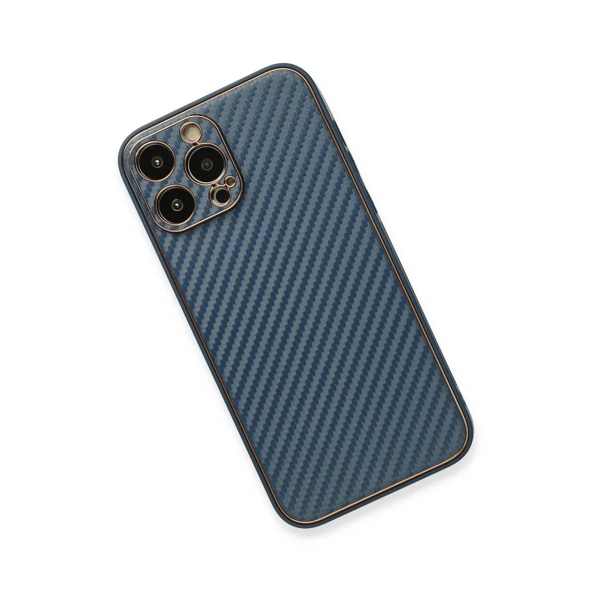Apple İphone 13 Pro Max Kılıf Coco Karbon Silikon - Mavi görsel 3