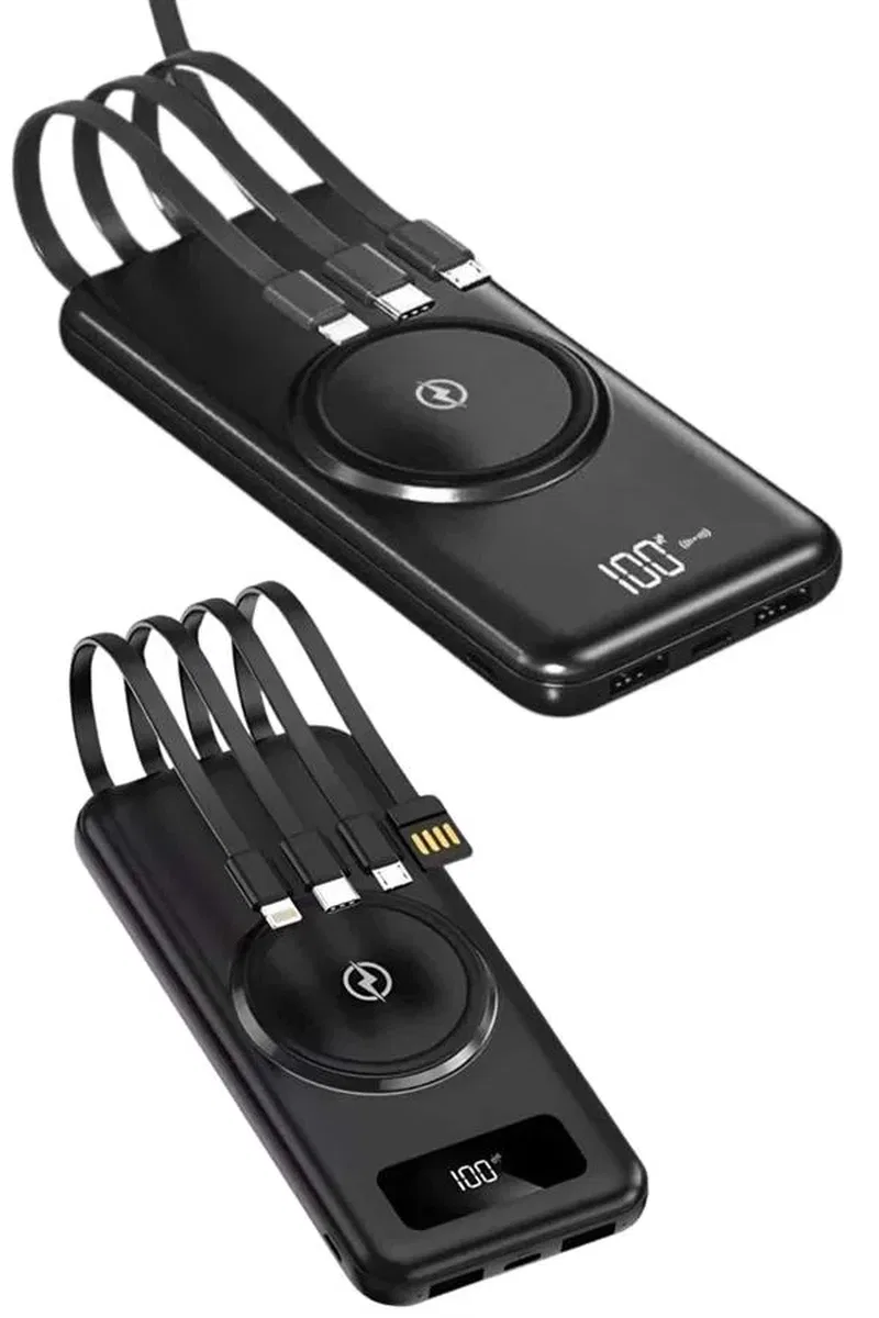 Kablosuz Çoklu Şarj Girişli 10. 000 Mah Kablolu Powerbank Taşınabilir görsel 5