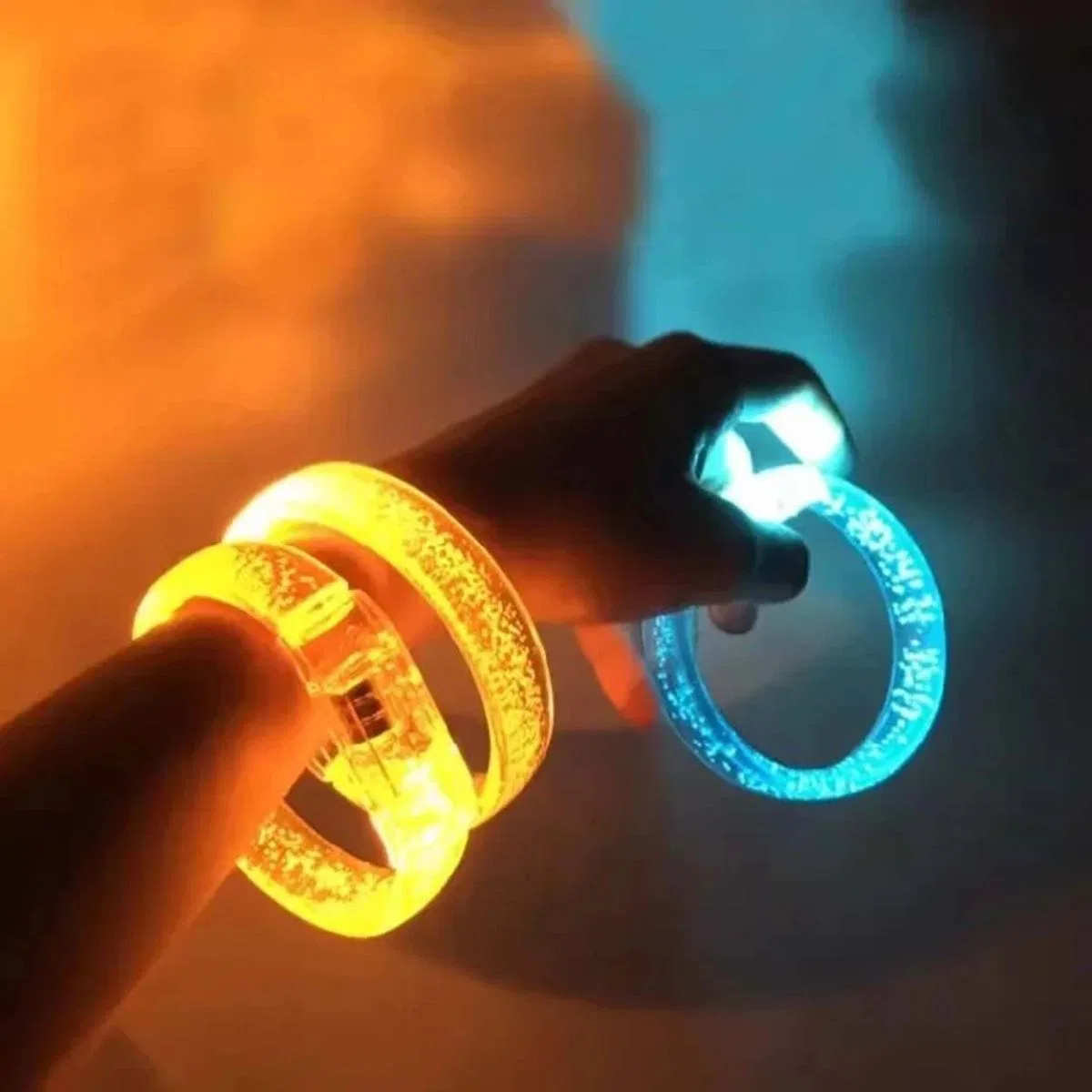 Turuncu Led Işıklı Baskı Yapılabilen Pilli Bileklik Bilezik 1, 5 Cm Genişlik görsel 4