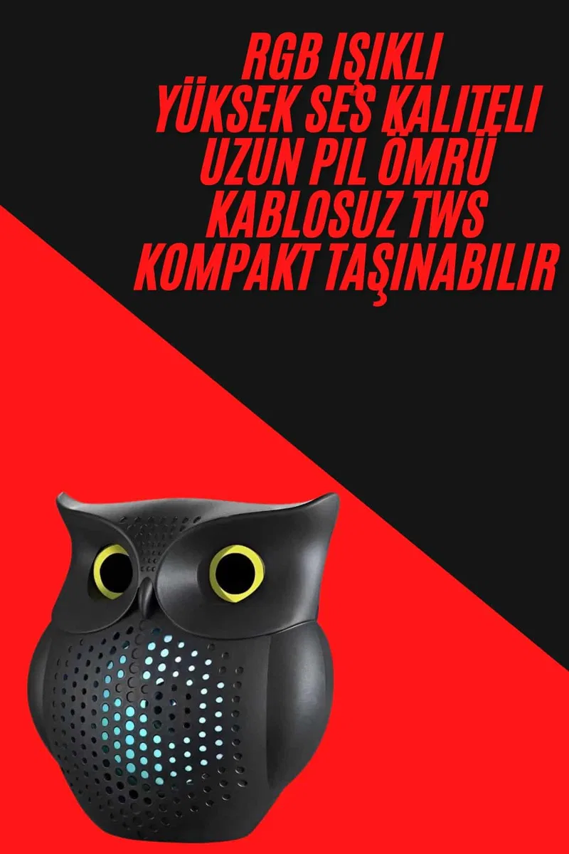 TWS Bluetooth Hoparlör Baykuş Tasarımlı Taşınabilir RGB Işıklı Uzun Pil Ömrü görsel 2