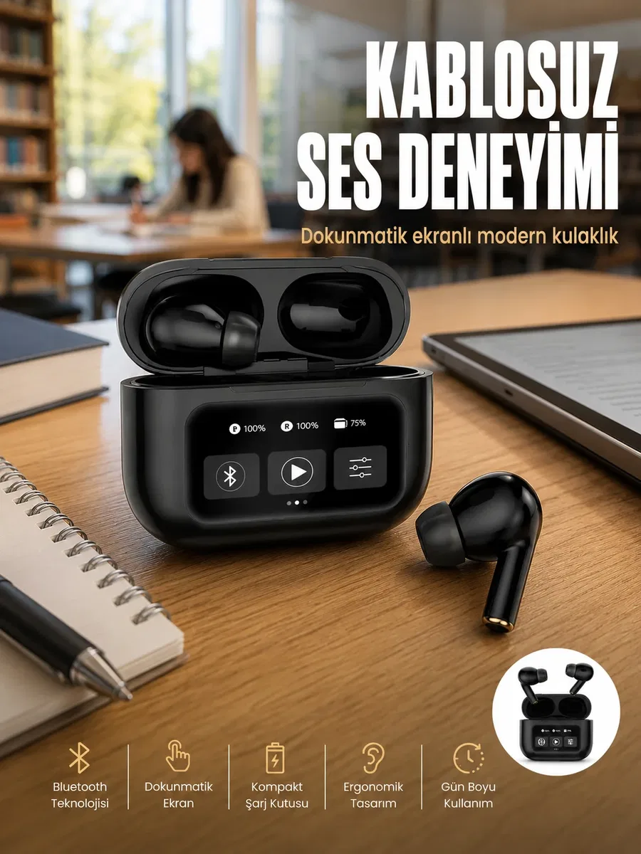 2. Nesil Pro Ekranlı Sesli Görüşme Yapabilen Kablosuz Bluetooth Kulaklık Yeni Nesil