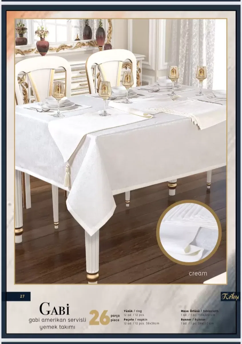 Gabi Amerikan Servisli Siyah 26 Parça 12 Kişilik 155 × 220 cm Masa Takımı görsel 6