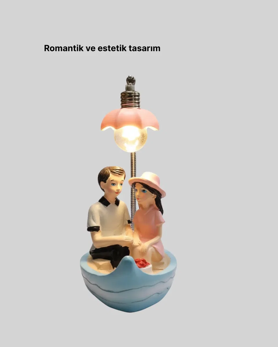 Oturan Çift Figürlü LED Masa Lambası Romantik Hediye Yeni Nesil görsel 4