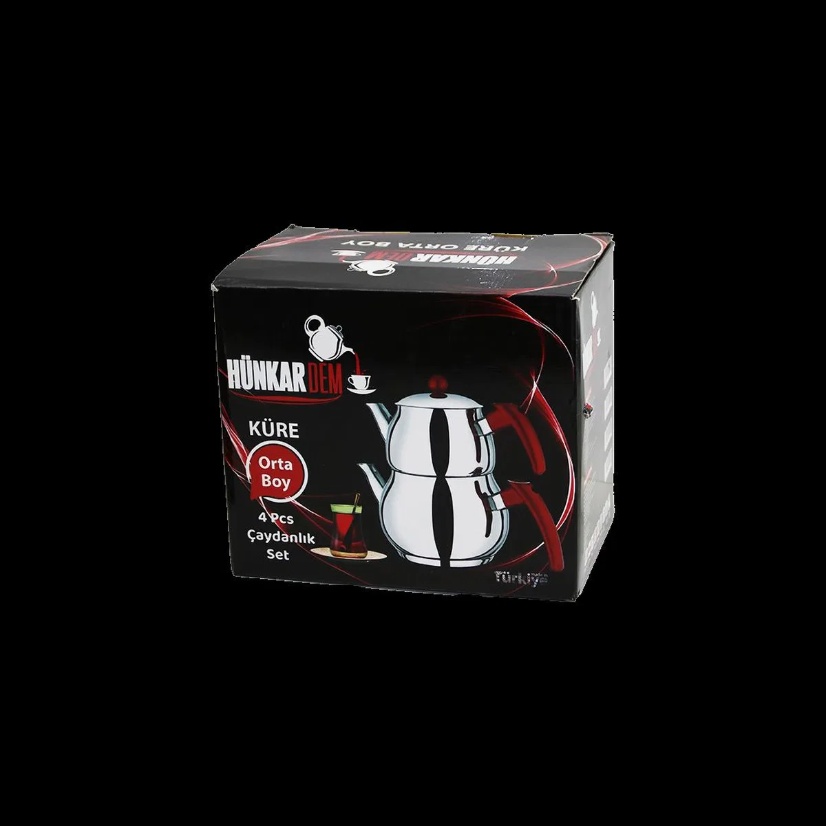Paslanmaz Çelik Çaydanlık Seti (1L + 2L) Küre Model görsel 2