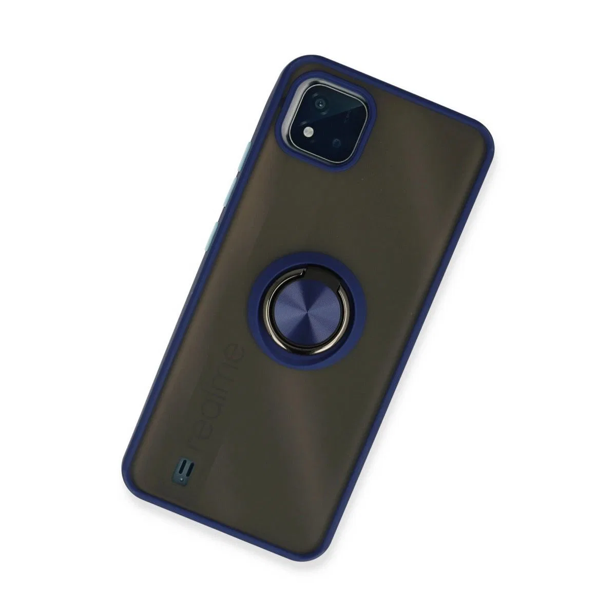 Realme C11 2021 Kılıf Montreal Yüzüklü Silikon Kapak - Lacivert görsel 2