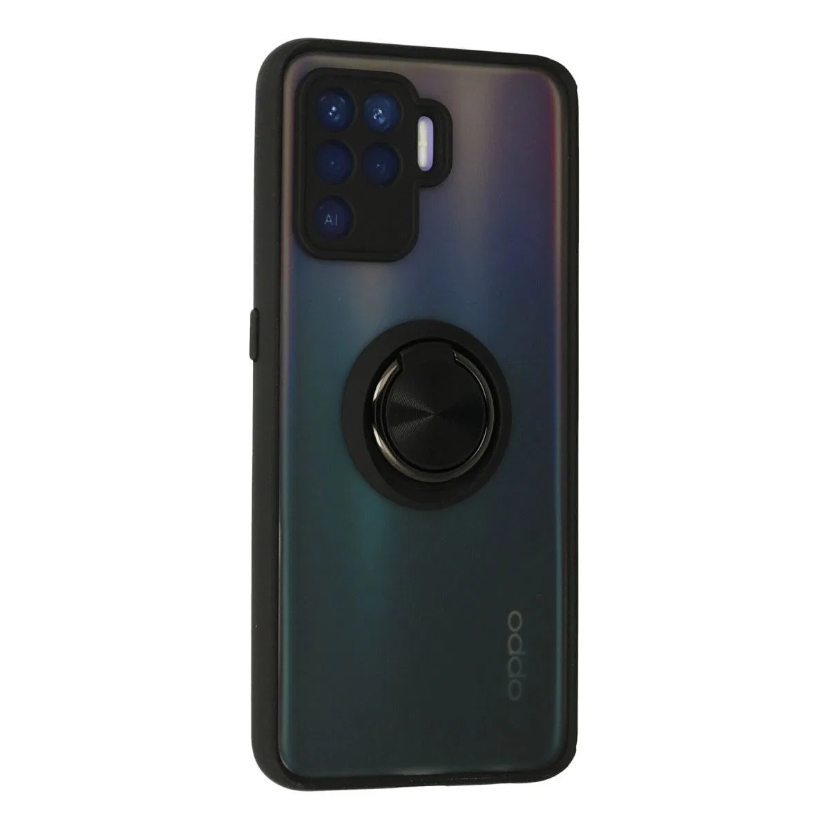 Oppo Reno 5 Lite Kılıf Montreal Yüzüklü Silikon Kapak - Siyah görsel 2