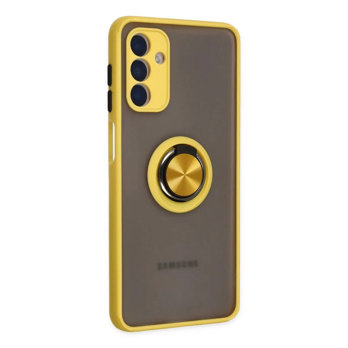 Samsung Galaxy A04s Kılıf Montreal Yüzüklü Silikon Kapak - Sarı görsel 2