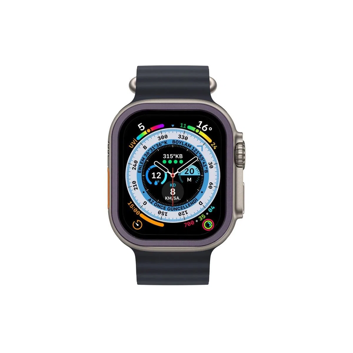 Apple Watch Ultra 49mm Alüminyum Kasa Cam Ekran Koruyucu - Mor görsel 3