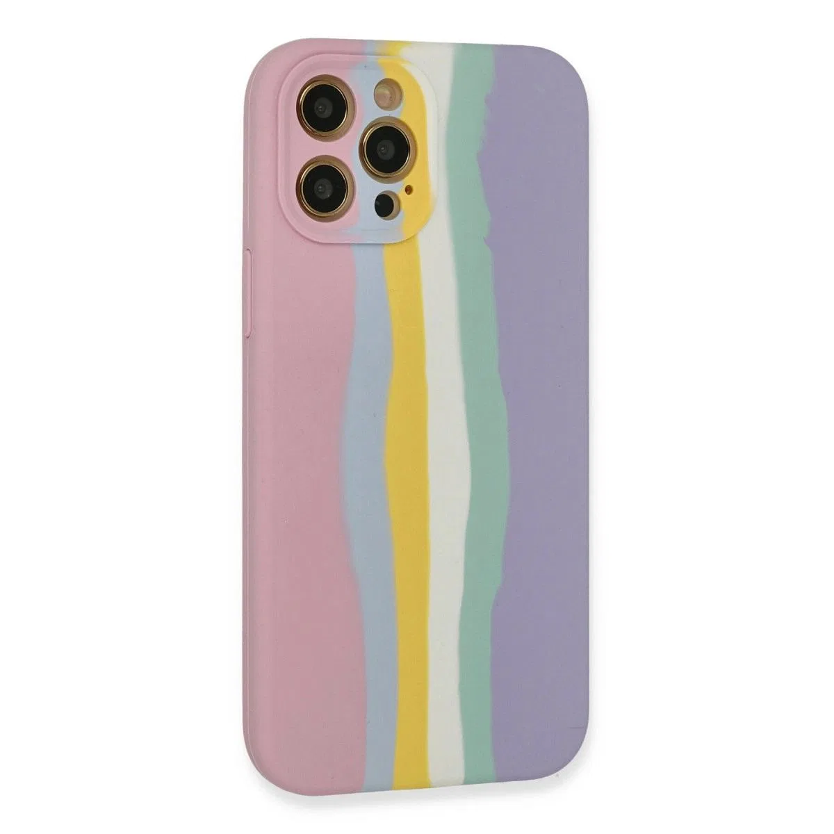 Apple İphone 12 Pro Max Kılıf Ebruli Lansman Silikon - Pembe-lila görsel 2