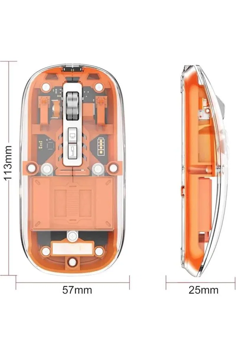 Mouse Fare Kablosuz Mouse Fare Şarjlı Bluetooth Sessiz 5 Tuşlu Şeffaf görsel 5