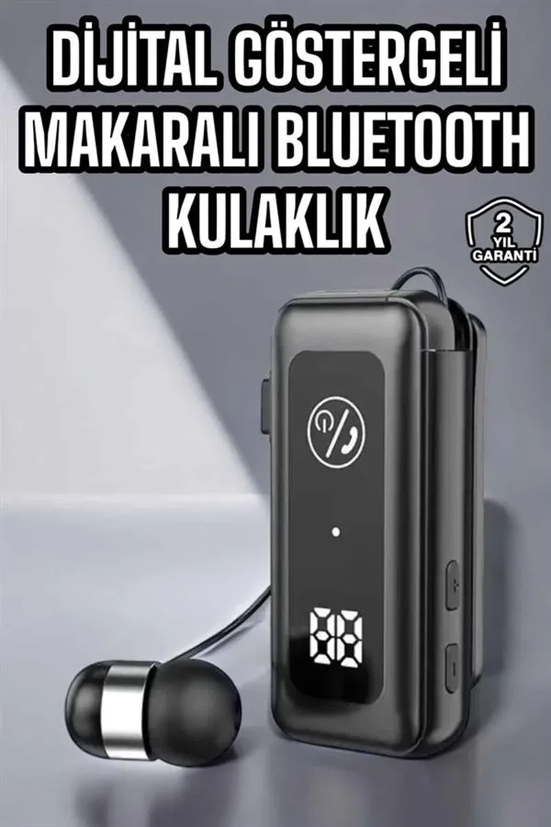 Kablolu Makaralı Bluetooth Kulaklık Uzun Pil Ömrü Dijital Göstergeli görsel 2