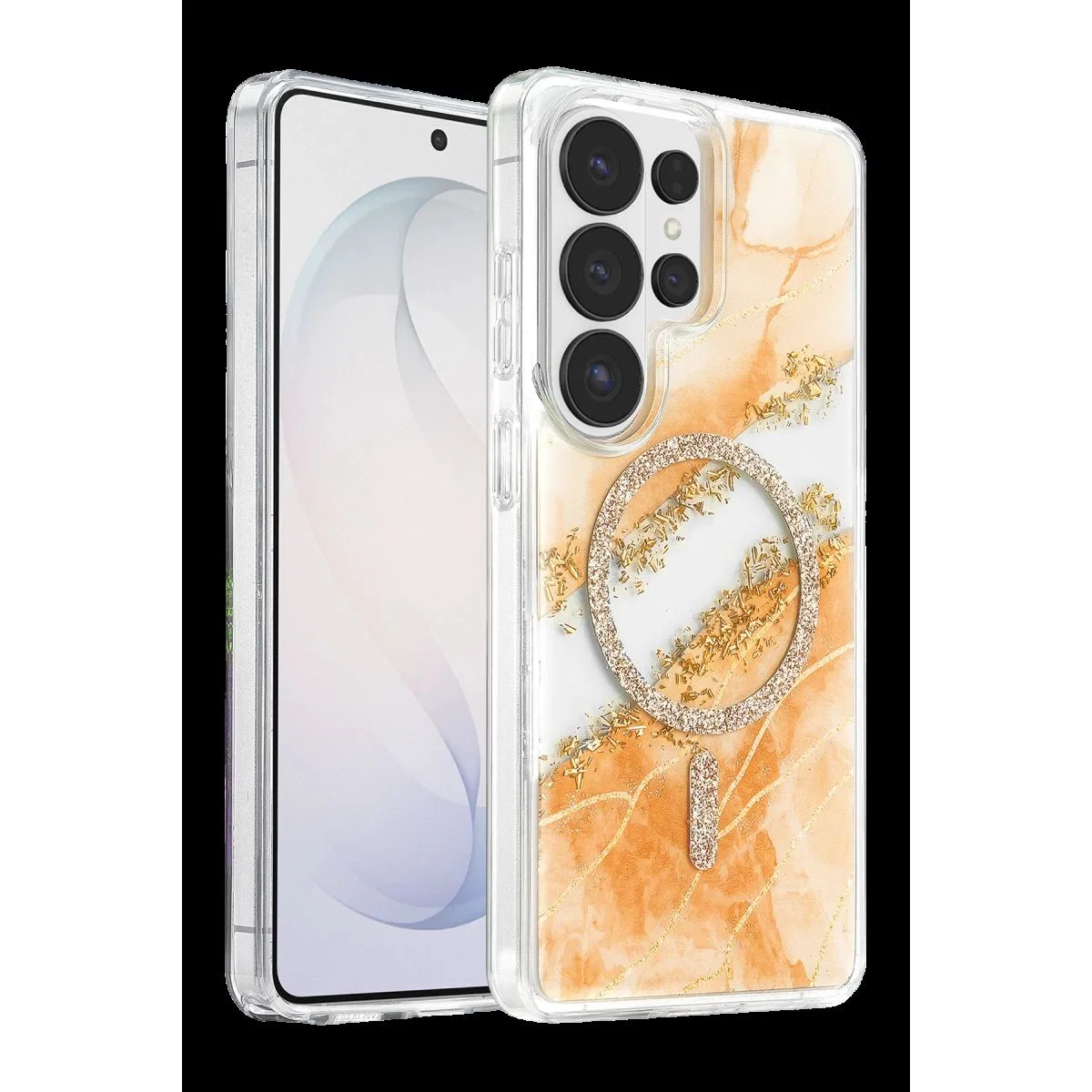 Onegif Samsung Galaxy S26 Ultra Lotus Simli Magsafe Kapak - Turuncu