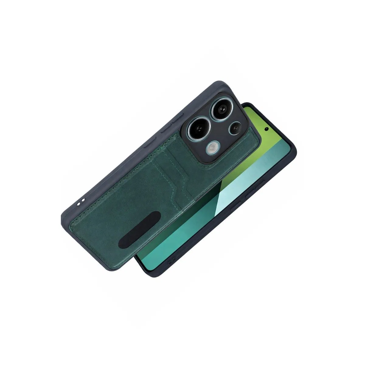 Xiaomi Redmi 15c 4g Sara Kartvizitli Deri Kılıf - Yeşil görsel 2