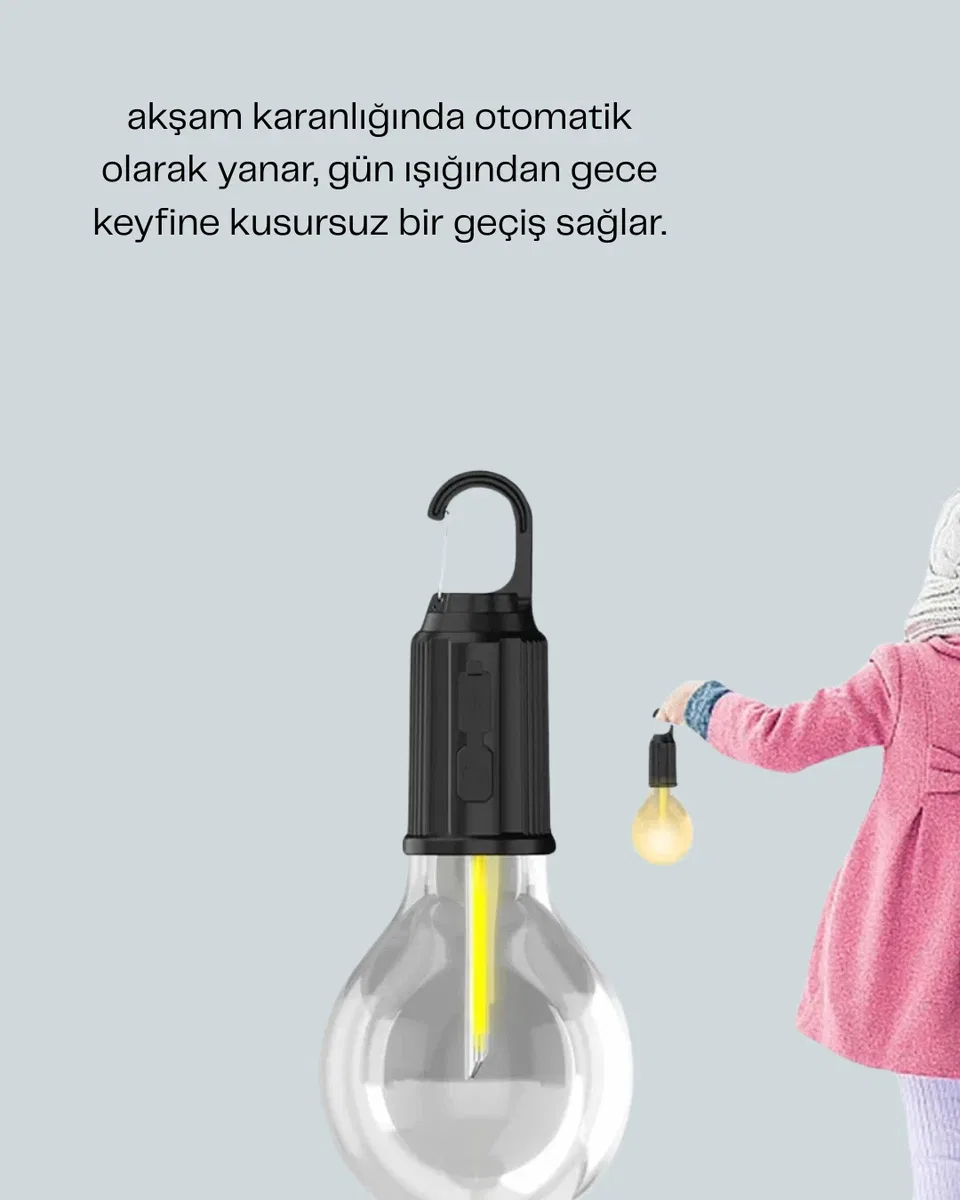 Taşınabilir Sıcak Işık Yayan Kamp Lambası görsel 3