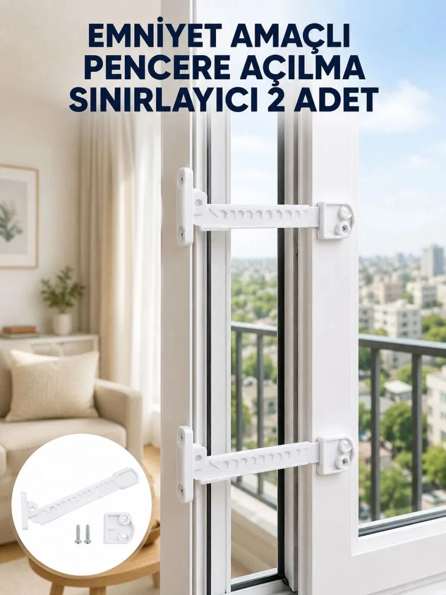 Emniyet Amaçlı Pencere Açılma Sınırlayıcı At 2 Adet Yeni Nesil