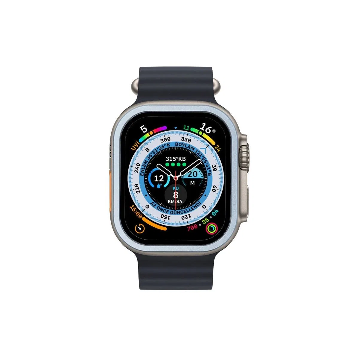Apple Watch Ultra 49mm Alüminyum Kasa Cam Ekran Koruyucu - Mavi görsel 3