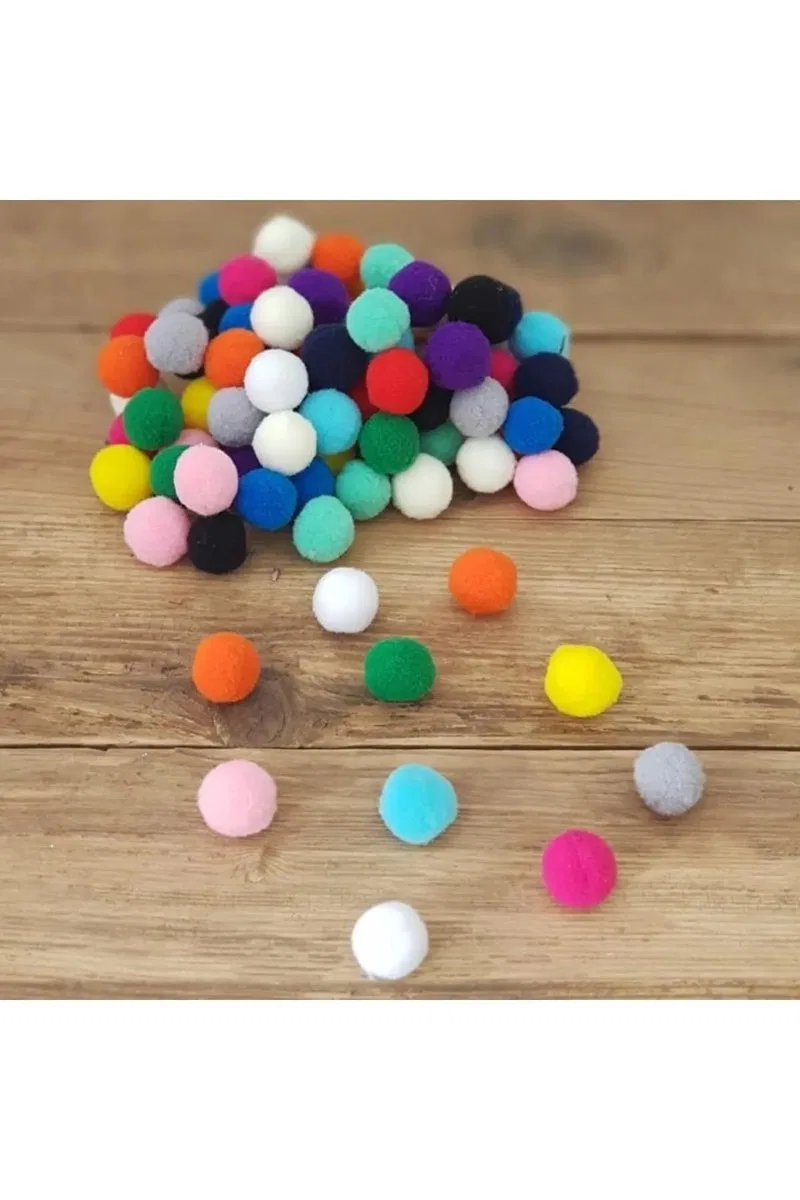 12mm Renkli Karışık Yumuşak Ponpon Peluş 200 Adet görsel 5