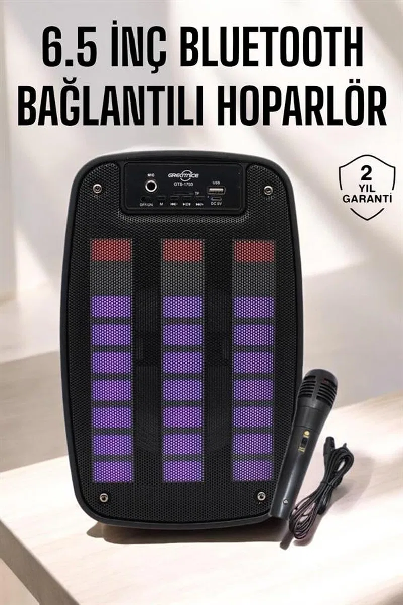 Bluetooth Hoparlör RGB Işıklı USB SD Kart Girişli Taşınabilir görsel 2