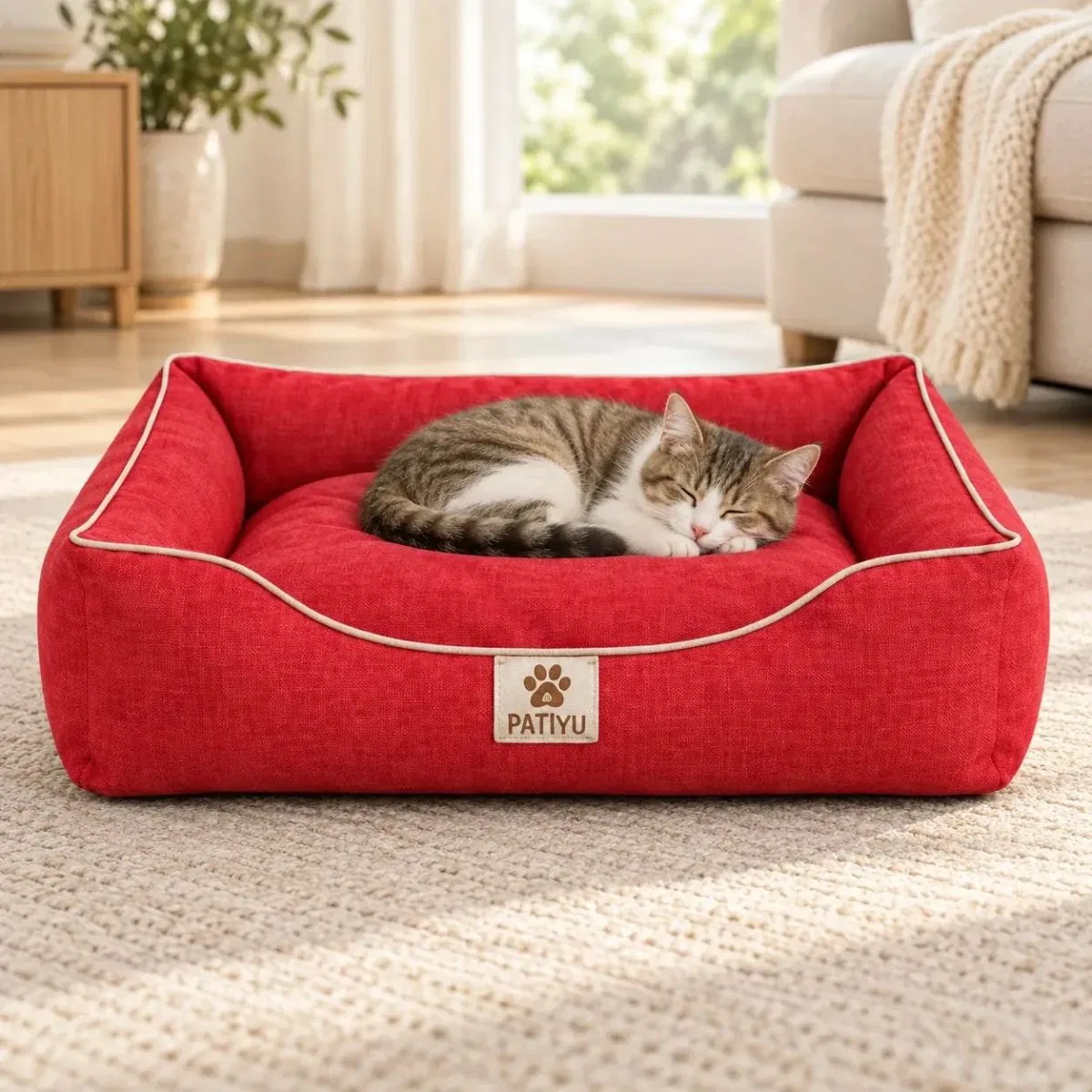 Kedi Köpek Yatağı Vera Premium Yatak - Bordo / Medium görsel 2