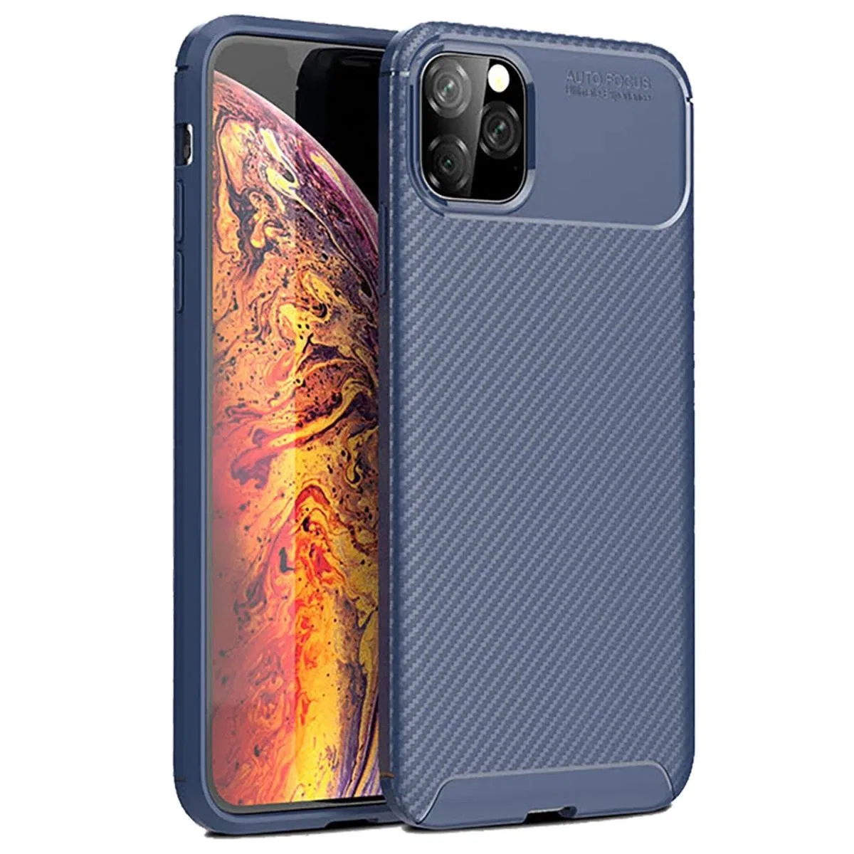 Apple İphone 11 Pro Max Kılıf Auto Focus Karbon Kapak - Lacivert